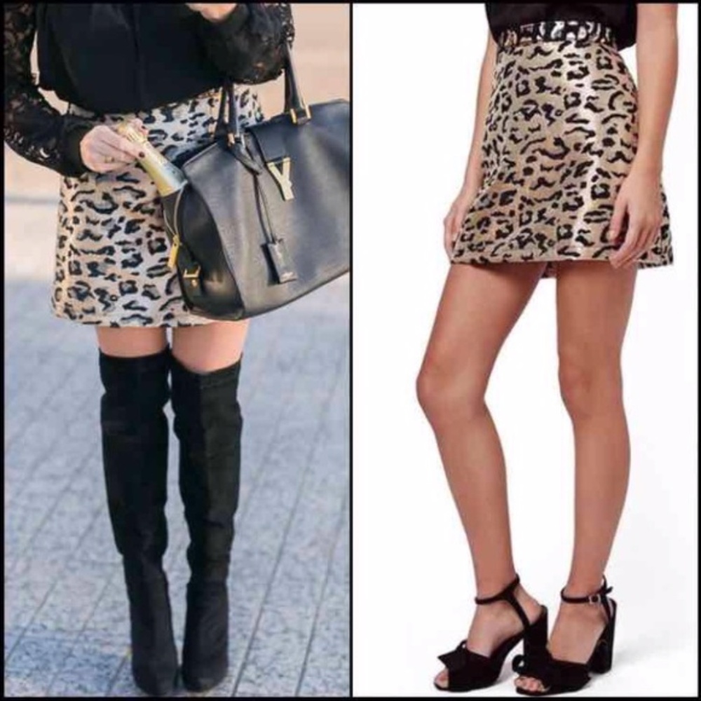Top Shop Metallic Leopard Skirt | 8 - Picture 2 of 12